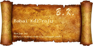 Babai Károly névjegykártya